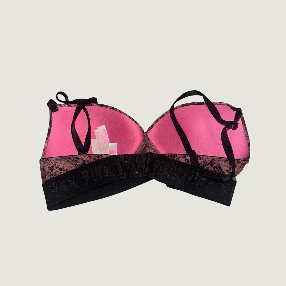 Pink Victorias Secret Wear Everywhere Wireless Push Up Bra Snakeskin Print 34B - Picture 2 of 4